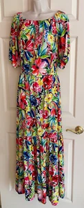 Alexia Admor Maxi Dress On Off Shoulder Floral Pink Multi Tiered Boho Size S - Picture 1 of 8