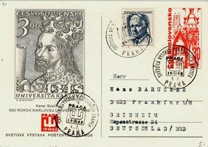 Postal fotográfica CSSR a Praga 1968 P 176 imagen MiNr 535 + 1061 n.o FRANCFURT; 1968 - Imagen 1 de 2