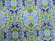 P Kaufmann Folk Damask Cotton Upholstery Drapery Fabric Seaspray Floral NN18