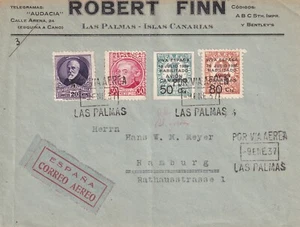 S5712-SPAIN-Spain, BUSTA DA LAS PALMAS PER BRUSSELS, MILITARY CENSORSHIP, 1937 - Picture 1 of 1
