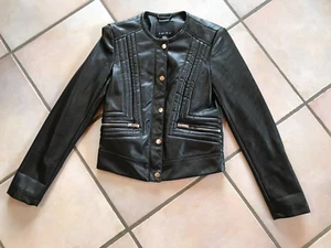 NEU AMISU LEDER-IMITAT-BIKER-JACKE Gr.34 Schwarz 2 Taschen+Druckknöpfe NEU NEU ! - Bild 1 von 9