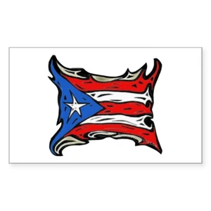 CafePress Puerto Rico Heat Flag Rectangle Sticker Sticker (rect.) (59800072) - Picture 1 of 12