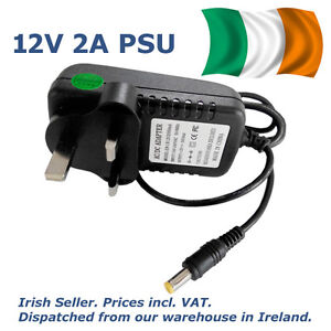12V 2A AC/DC Power Adapter Supply UK Ireland 100-240VAC 2000mA standard DC plug
