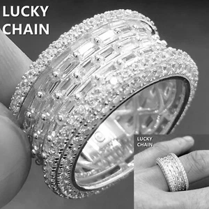 925 STERLING SILVER BLING OUT BAND RING 13g - Picture 1 of 6