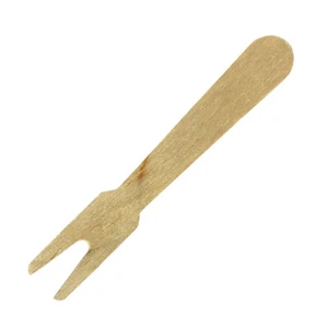 500 Pommesgabeln 8cm braun holz kompostierbar / Einweg Fritten Gabel Pieker Eco - Bild 1 von 2