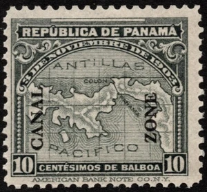 Canal Zone Stamp Scott # 37 Mint NH F-VF - 10 Cents Gray Map of Panama Issue - Picture 1 of 1