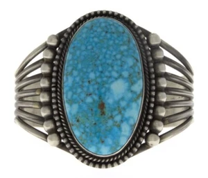 Natural Birdseye Kingman Turquoise Bracelet By Navajo Artist Nila Johnson - Picture 1 of 6