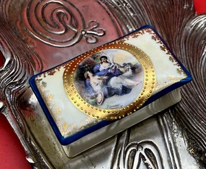Vintage Porcelain Trinket Box ST. Kilian Germany F. Boucher Painting - Picture 1 of 9