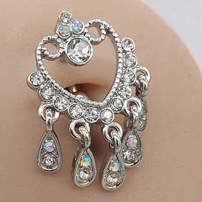 Barras para el vientre botón piercing barra colgante ombligo cuerpo joyería gema anillo plata redondo Foto 1 de 4