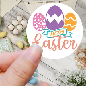 Happy Easter Eggs Stickers 45mm Sheet of 24 Party Bag choice of designs - Picture 1 of 4