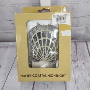 Kirkland's Pewter Coastal Clam Shell Night Light 127889 NIP Beach OCEAN LIFE - Picture 1 of 2