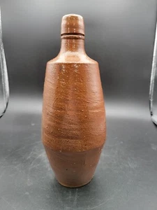 Vintage Portugal Stoneware Speckled Brown Wine Bottle Vase  - Picture 1 of 7