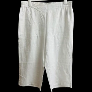 MAGGIE T Plus Size 16 White 100% Linen Wide Leg Pants New with tags - Picture 1 of 6
