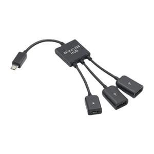 Micro USB To 2 OTG 3 Port HUB Host Cord Splitter 3 In 1 Adapter Converter - Zdjęcie 1 z 6