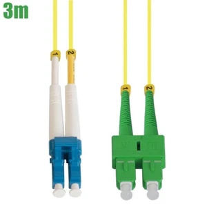 3M LC UPC to SC APC Duplex 9/125 Single Mode Fiber Optic Patch Cable OFNR Yellow - Photo 1/1