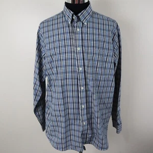 Consensus Shirt Mens XL Performance Button Down Blue Plaid Long Sleeve - Picture 1 of 9