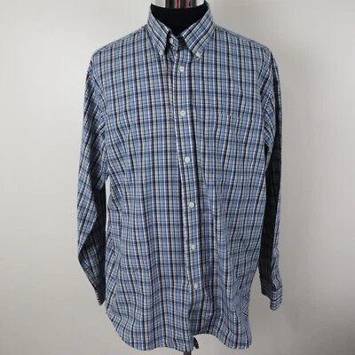 Consensus Shirt Mens XL Performance Pocket Button Down Blue Plaid Long Sleeve - Image 1 of 4
