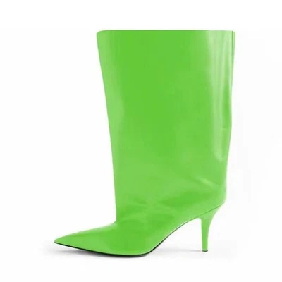 American Short Boots Womens High Heels Pointed Toes Leather Oversized Boots Sz - Image 1 of 4