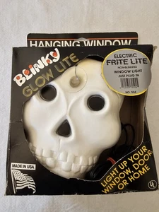 Vintage Blinky Glow Lite Skull Window Hanging Halloween Decor IOB Tested Works - Picture 1 of 8