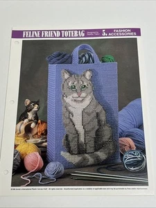 Feline Friend Tote Bag Cat Annie's Attic Plastic Canvas Pattern Page - Picture 1 of 4