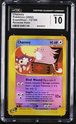 CGC 10 GEM MINT Chansey 2002 Expedition 72/165 Reverse Holo Pokemon Card - Image 1 of 2