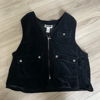 Chaleco de Pana Bryn Connelly Vintage Negro Cremallera Informal Talla XL Foto 1 de 4