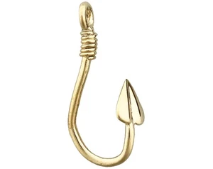 14K Gold 3D Fisch Haken Anhänger Dia - Bild 1 von 6