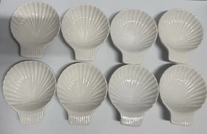 Lote de 8 platos vintage de porcelana con cáscara de almeja color crema - Imagen 1 de 4