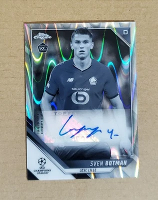 2021/22 Topps Chrome UEFA Ray Wave Refractor Sven Botman Auto RC Rookie !! Rare! - Image 1 of 2