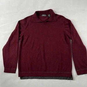 Suéter Polo Brandini Lana Hombre Grande Granate 100% Extra Fino Merino Sin Botones - Imagen 1 de 11