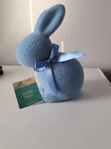 Way to Celebrate Blue Flocked Bunny Easter Decor 9" (NEW WITH TAG) - Picture 1 of 5