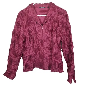 Samuel Dong Women Formal Jacket Full Zip Rosette Applique Taffeta Whiimsigoth XL - Picture 1 of 8