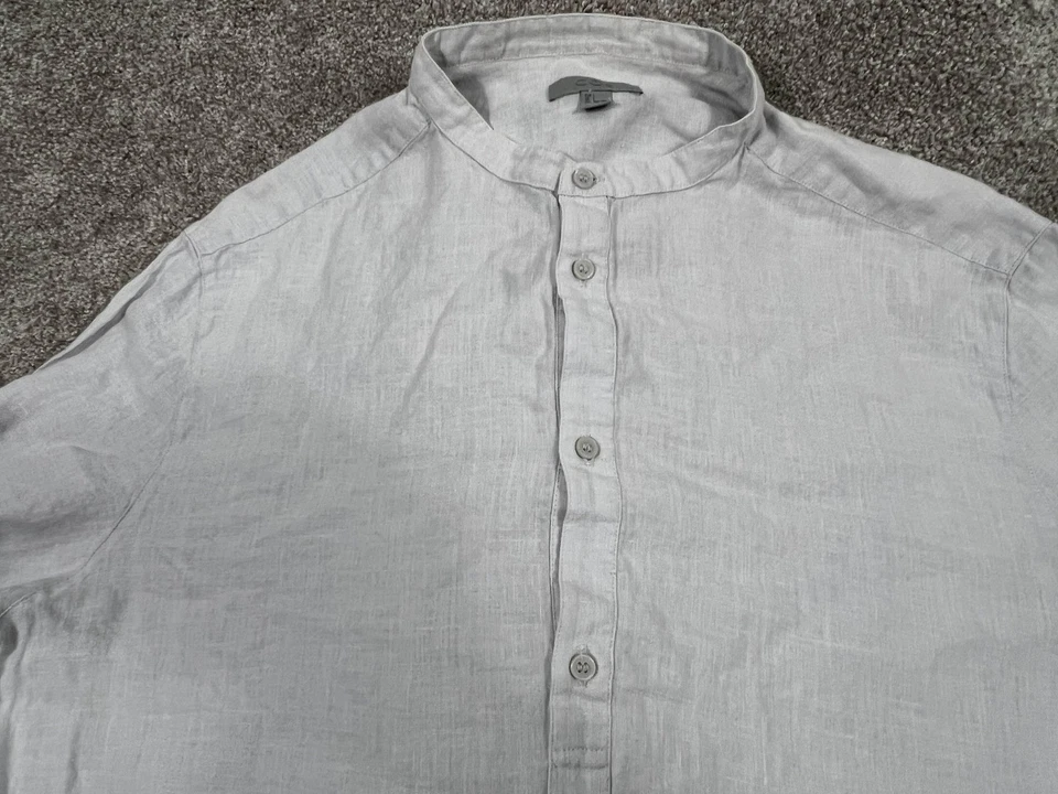Cos Shirt Mens Large Light Gray 100% Hemp Mandarin Collar Long Sleeve Casual - Image 1 of 4