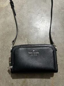 Bolso Bandolera Kate Spade Staci Doble Cremallera Alrededor Cuero Negro WLR00410 Negro. - Imagen 1 de 5