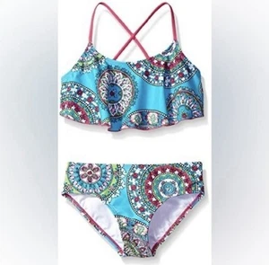 Kanu Surf Girls' Alania Flounce Bikini Beach Sport 2 Piece Swimsuit 10 Jasmine - Picture 1 of 1