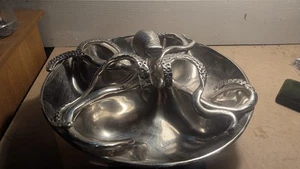Silver Octopus Metal 4 Section Tray , Dip , Appetizer, Sauce, 15". 5 Pounds - Picture 1 of 11