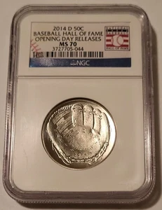 NGC 2014 D Baseball HOF Commemorative Half Dollar MS70 Opening Day Releases - Picture 1 of 2
