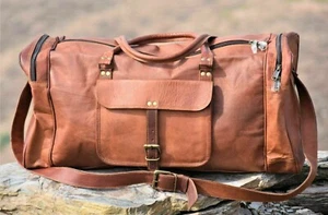 Tasche Leder Hoch Reisegepäck Seesack Fitnessstudio Qualität Handarbeit Vinta... - Bild 1 von 5