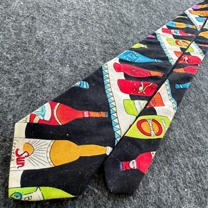 Christopher Boey New York CBNY Men’s Multicolor Beer Bottle Abstract Men’s Tie - Picture 1 of 8
