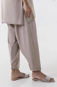 Pantalones Salwar Shalwar indios paquistaníes marrón claro beige liso SOLO EE. UU. Vendedor M - Imagen 1 de 2