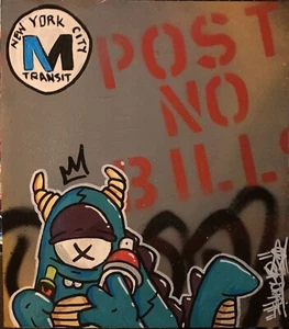 10.5 X 12”  Wood Shortiez Ink Graffiti Art Painting Monste NYC Train  Paint - Bild 1 von 3