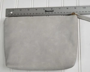 NEW Wristlet Makeup Bag Tote Organizer Bag Sm Zip Bag Gray Sueded Padded Pouch - Picture 1 of 5