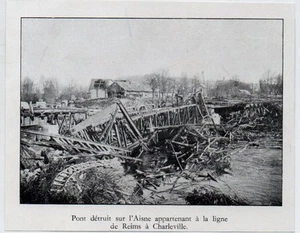 1919 - BRÜCKE ÜBER DIE AISNE ZERSTÖRT LINIE REIMS CHARLEVILLE - Bild 1 von 1