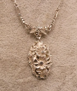 Halskette Collier Silber 925 altes florales Meisterwerk mit Markasit - Bild 1 von 5