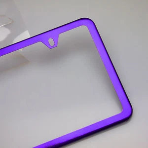 Slim License Plate Cover Frame Holder 2 Hole Stainless Steel Chrome Candy Purple - Imagen 1 de 12