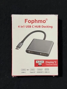 Fophmo 4-in-1 USB C HUB Multi-Function Docking Station Multiport Adapter w/ Box - Photo 1/2