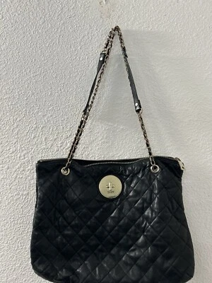 Bolso Bandolera de Hombro DKNY Mujer Cuero Acolchado Textura Tono Dorado Negro Foto 1 de 4