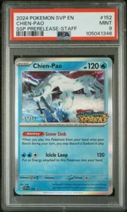 PSA 9 Chien-Pao Prerelease Staff Holo #152 2024 Surging Sparks Pokemon Card - Bild 1 von 3