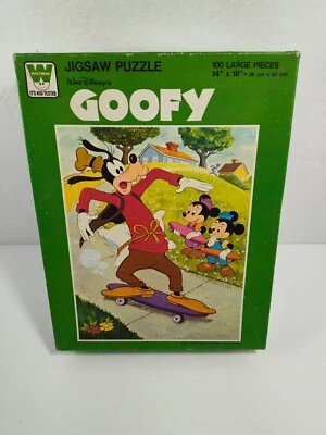 Quebra-cabeça pateta vintage década de 1970 Whitman Walt Disney 100 peças 14"X 18" #4649 - Imagem 1 de 3