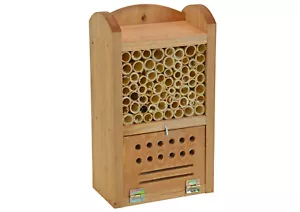 Kleines Insektenhotel aus Holz - für Wildbienen & Käfer - Balkon, Garten, - Bild 1 von 3